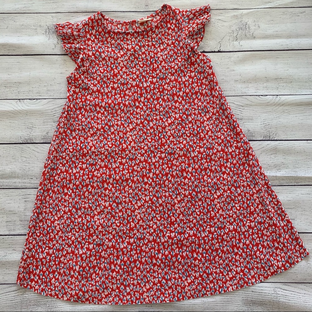 Zara Girls Red Floral Flutter Sleeve Dress 11/12